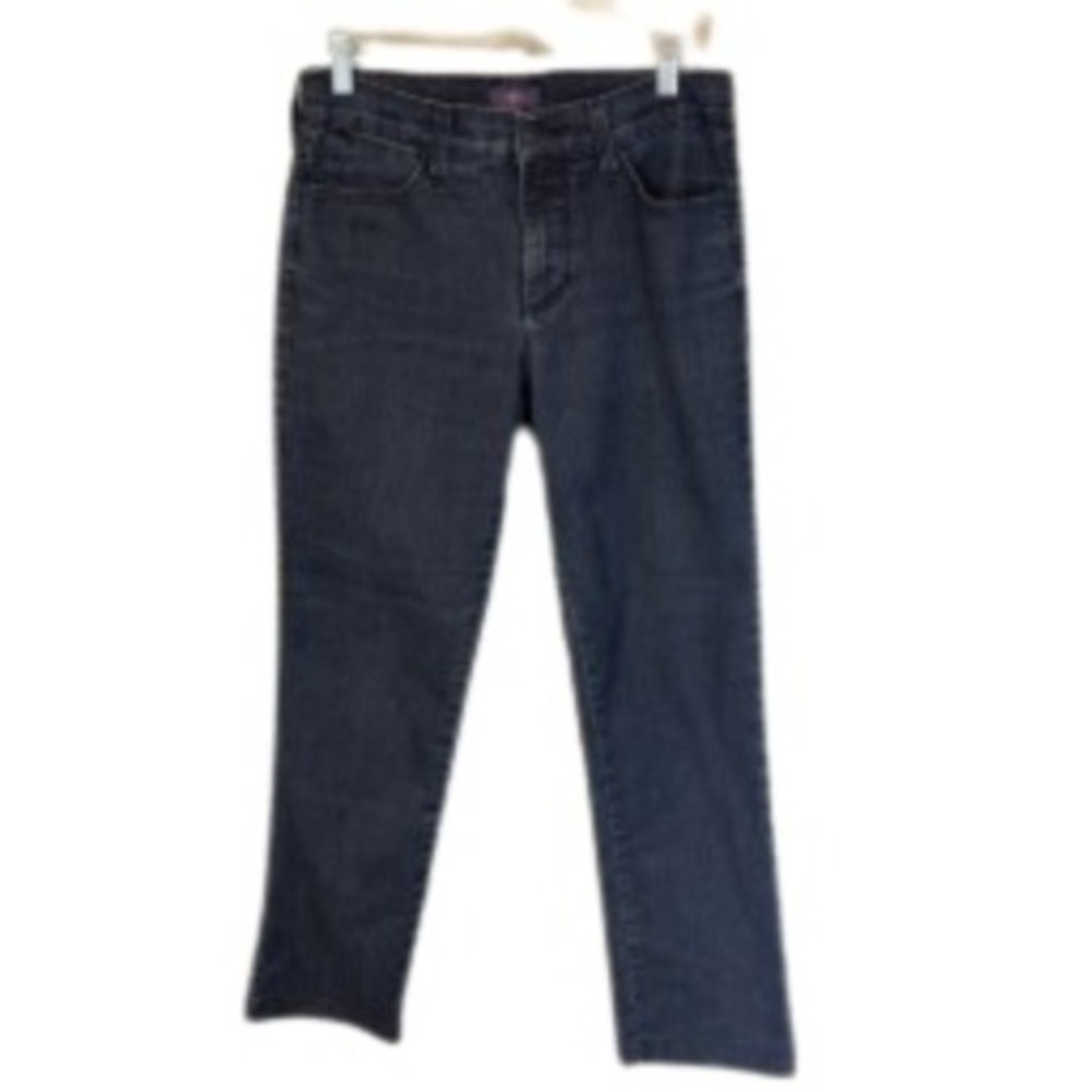 NYDJ Marilyn Straight Jeans Dark Blue Wash LiftXTuck Size 4 USA